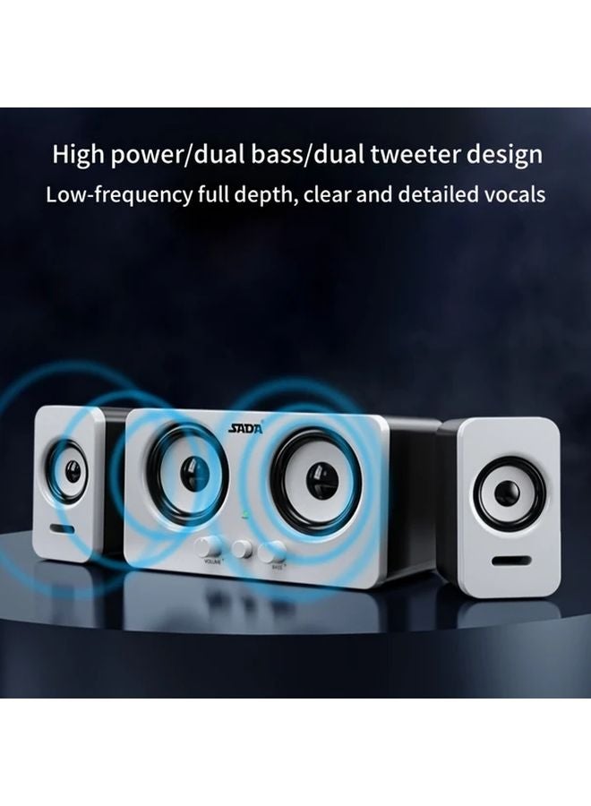 Black Computer Speaker with Bass Headset Microphone USB Plug in for PC Laptop TV - Image 4