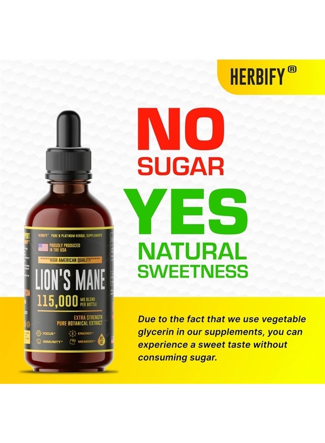 HERBIFY مكمل Lions Mane، صبغة Lions Mane للذاكرة والتركيز والوضوح - نباتي، عضوي - 4 أونصة سائلة - Image 5