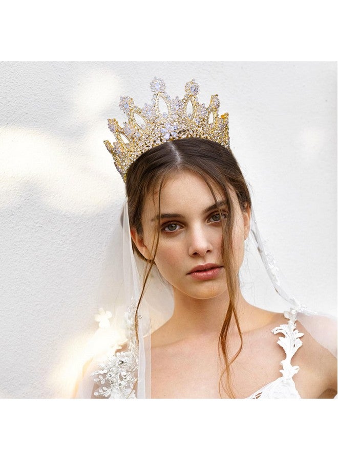 Aoligrace Luxury Tall Cubic Zirconia Tiaras And Crowns For Women Cz Pageant Birthday Headpiece Party Bridal Hair Accessories Gold - Image 2