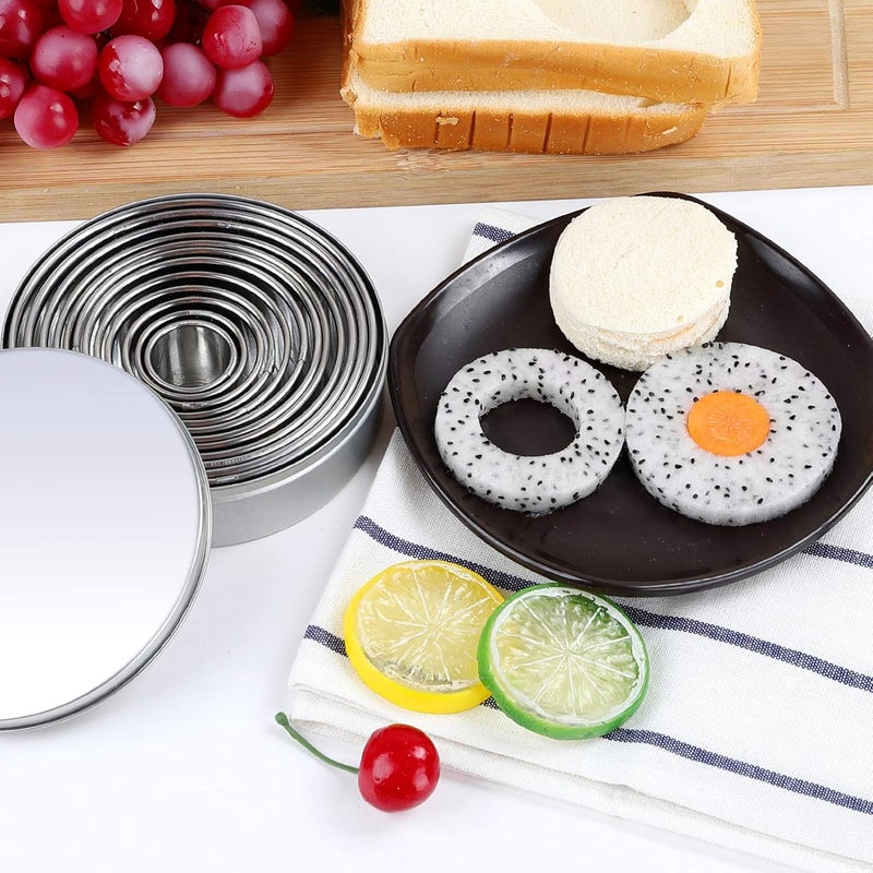 Winerming Round Cookie Cutters Set 12 Pieces Bistcuit Cookie Cutters Circle Pastry Cutters Round Donut Ring Molds for Baking for Pastries Doughs Doughnuts - Image 5
