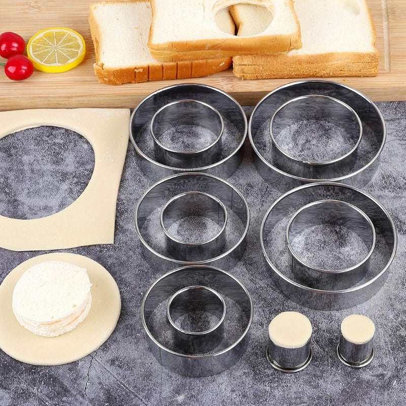 Winerming Round Cookie Cutters Set 12 Pieces Bistcuit Cookie Cutters Circle Pastry Cutters Round Donut Ring Molds for Baking for Pastries Doughs Doughnuts - Image 4