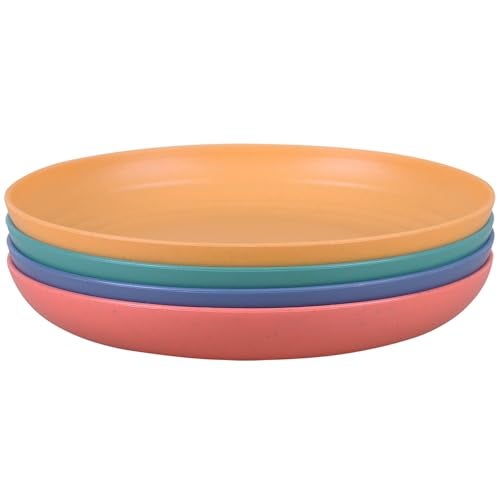 LuckyZone 7.8 Inches Unbreakable Wheat Straw Plates - Reusable Plate Dinner Set - Dishwasher & Microwave Safe - Healthy, BPA Free & Eco-Friendly (7.8 Inches/4 Color_H) - Image 1