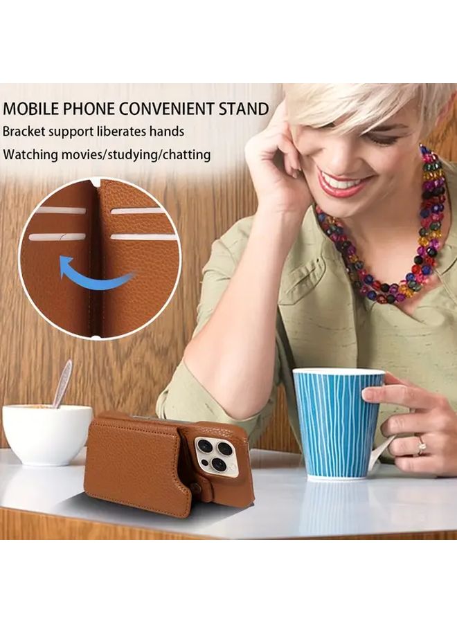 Beige Magnetic Snap On Phone Case With Card Slot For Galaxy S21 Ultra 5G - Image 3