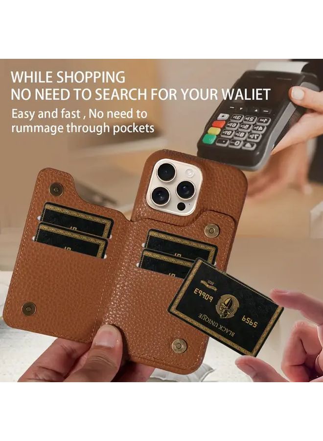 Beige Magnetic Snap On Phone Case With Card Slot For Galaxy S21 Ultra 5G - Image 4