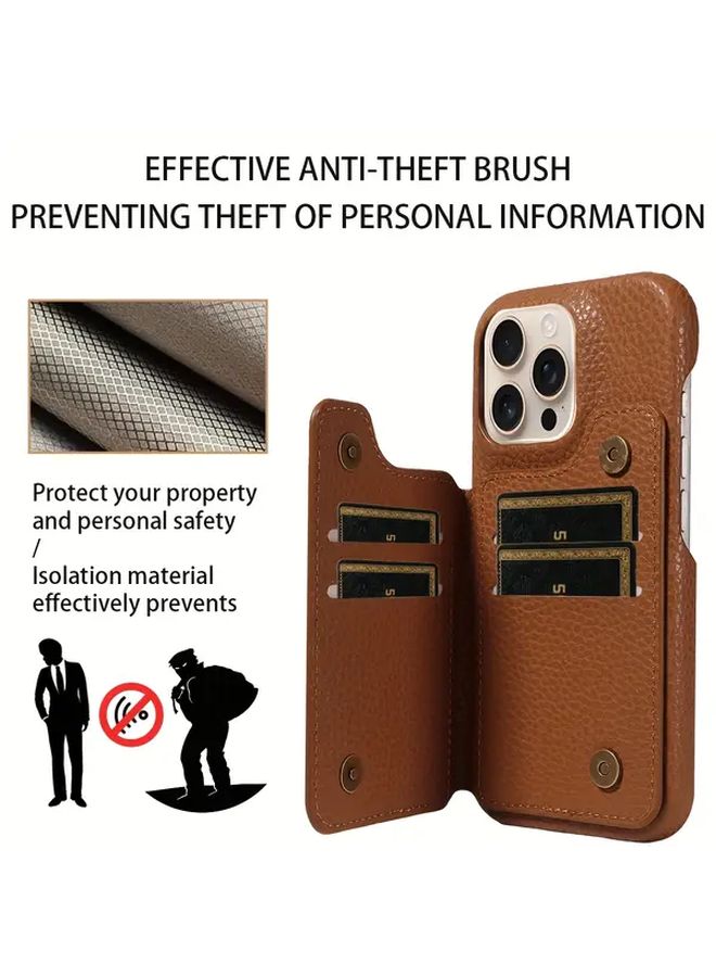 Beige Magnetic Snap On Phone Case With Card Slot For Galaxy S21 Ultra 5G - Image 2