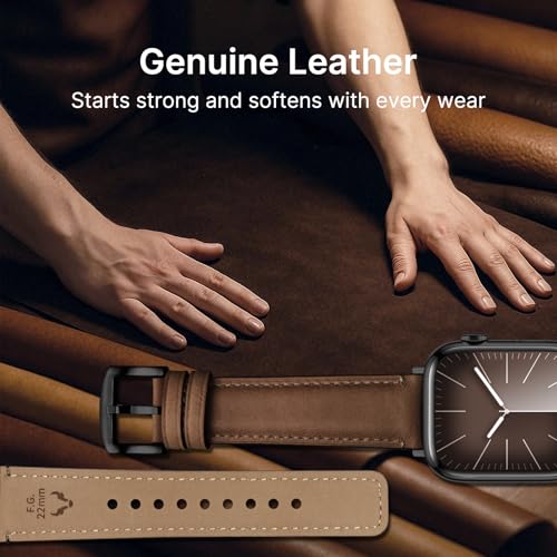 Fullmosa Premium Leather Bands Compatible with Apple Watch Strap 42mm(Series 11 10) 38mm 40mm 41mm,Yola Bracelet for iWatch SE2 SE Series 11 10 9 8 7 6 5 4 3 2 1,38mm 40mm 41mm Dark Brown - Image 3