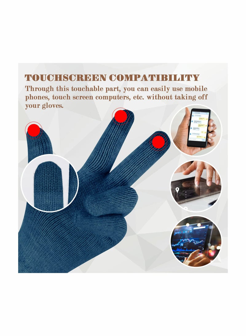 KASTWAVE Women Touch Screen Gloves - Winter Warm Gloves Touchscreen Mittens Thermal Fleece Lined Knitted Gloves for Outdoor - Image 3