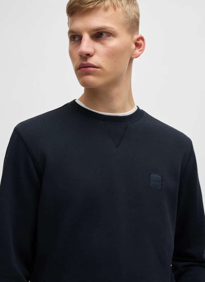 BOSS Cotton-terry relaxed-fit sweatshirt with logo patch