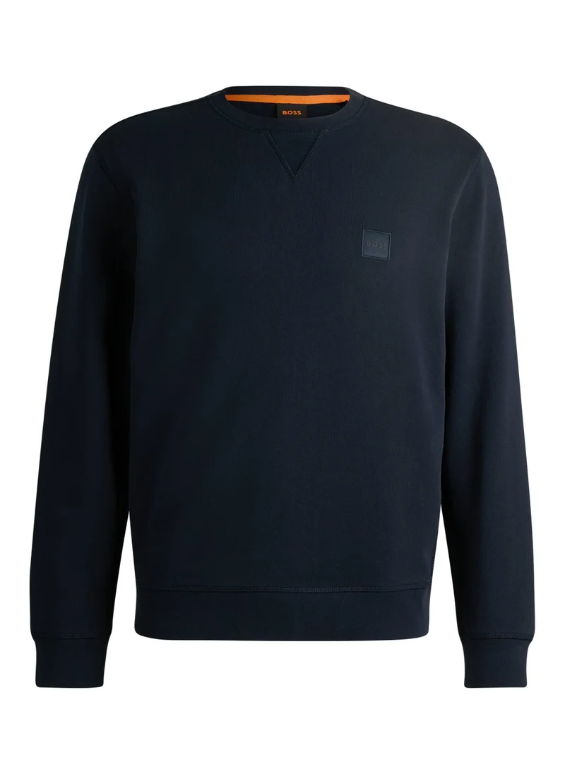 BOSS Cotton-terry relaxed-fit sweatshirt with logo patch