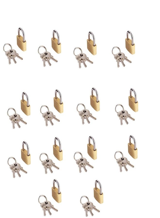 Toolbux Small Brass Padlocks with Keys - 24 Pack Mini Locks for Luggage Backpacks Lockers Diaries Gym Bags Jewelry Boxes Drawers Travel & Safety Use - 20mm - Image 1