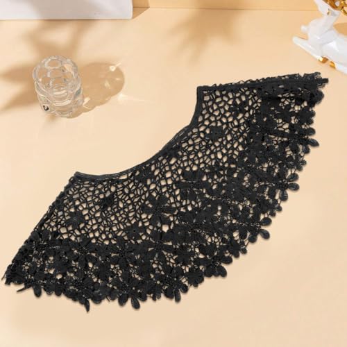 PALAY® Knitted Shawl Capes for Women Crochet Floral Pattern Poncho Cover Up Shawl Beach Wear Knitted Loose Shrugs Top for Women for Off-shoulder, Beachwear, Gown, Strapless, Black - Image 4