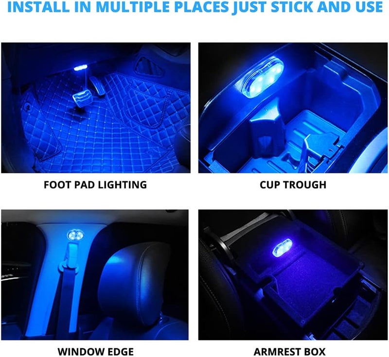 neotimely Wireless LED Lights for Car Interior - 7 Colors, 6 Bright LED Lamp Beads, Portable USB Rechargeable Night Light for Car Decor (2 Pcs) - Image 4