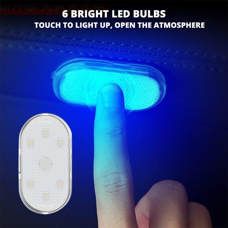 neotimely Wireless LED Lights for Car Interior - 7 Colors, 6 Bright LED Lamp Beads, Portable USB Rechargeable Night Light for Car Decor (2 Pcs) - Image 2