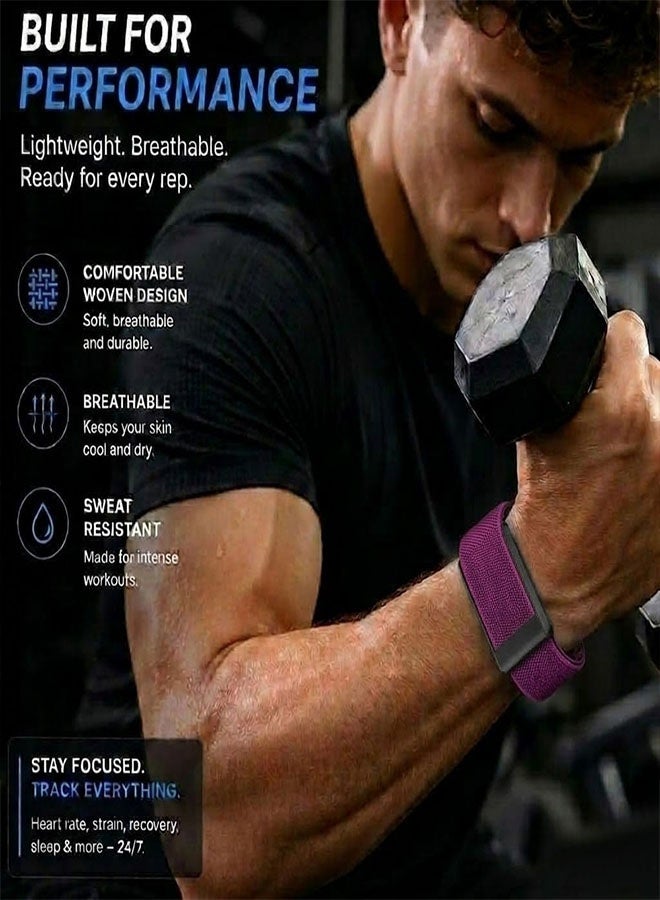 CATANES Woven Nylon Strap Compatible with Whoop 5.0 MG, Adjustable Stretch Sport Band Replacement with Secure Quick-Clip Hardware, Breathable Athletic Wristband for Men and Women - Berry with Black Holder - Image 4