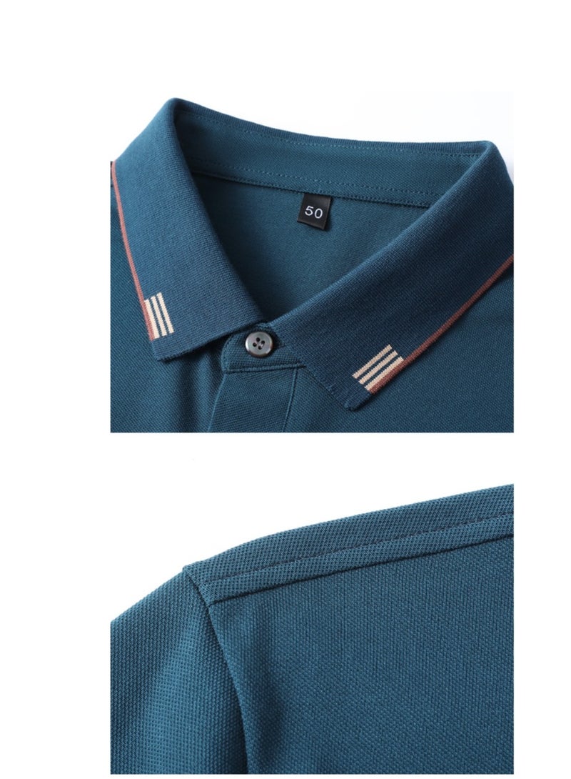 Men's Pure Cotton Short Sleeved T-shirt Casual POLO Shirt  - Image 2