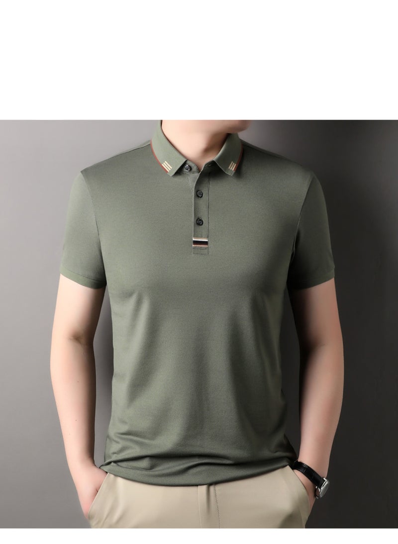 Men's Pure Cotton Short Sleeved T-shirt Casual POLO Shirt  - Image 1
