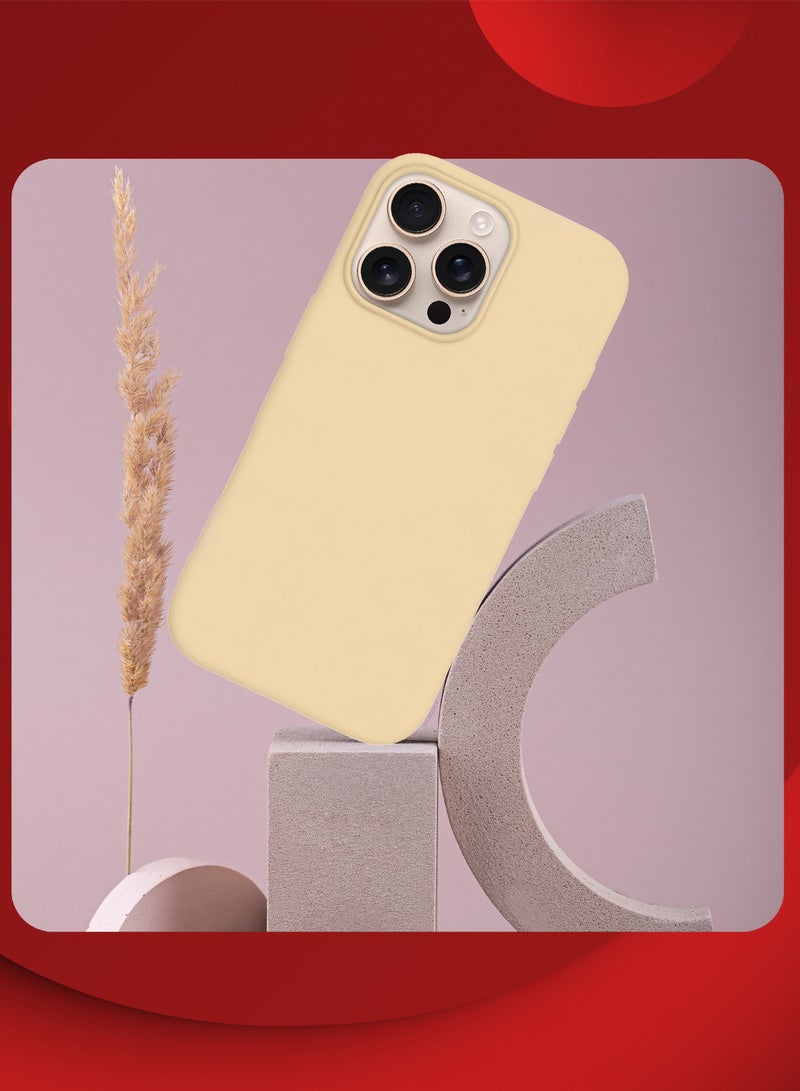 CATANES 3Packs Silicone Case for iPhone 16 Pro Max, Liquid Silicone Protective Phone Case with Soft Anti-Scratch Microfiber Lining Utra Slim Drop Protection Phone Coverwith Two 3D Screen Protectors - Cream Colour - Image 2