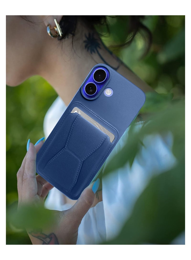 Wtech Apple iPhone 16 Plus 2024 Silicone TPU Card Holder with Hand Grip Case Cover - Navy Blue - Image 5