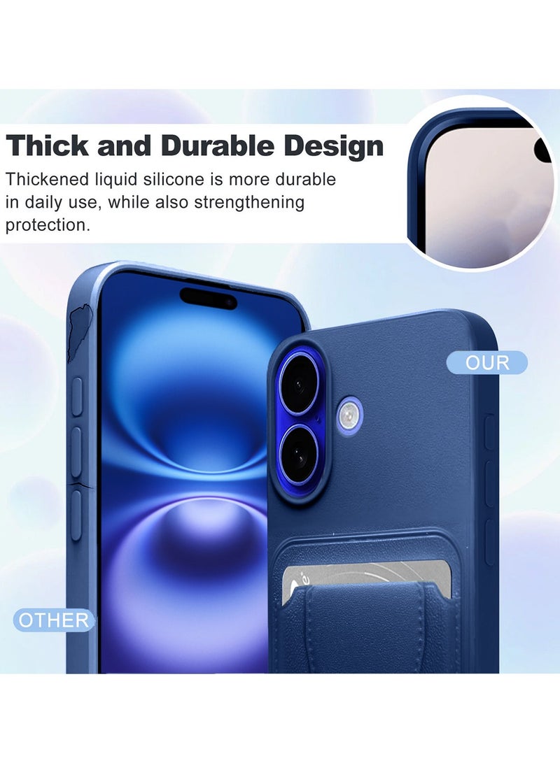 Wtech Apple iPhone 16 Plus 2024 Silicone TPU Card Holder with Hand Grip Case Cover - Navy Blue - Image 2