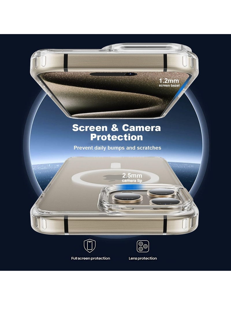 إلترازون ELTRAZONE  iPhone 15 Pro Max Case, with 1X Screen Protector + 1X Camera Lens Protector, Compatible with Magsafe [Yellowing Resistant] Military-Grade Protection, Clear Case for iPhone 15 Pro Max - Image 4