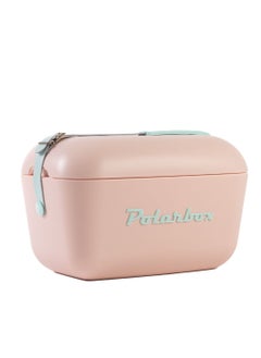 Polarbox 12L Pop Cooler Box with Leather Strap - Cyan,Nude | Rigid Thermal Insulated Ice Box for Beach, ice cooler box for Picnic & Party | Convertible Lid & Polypropylene Insulation