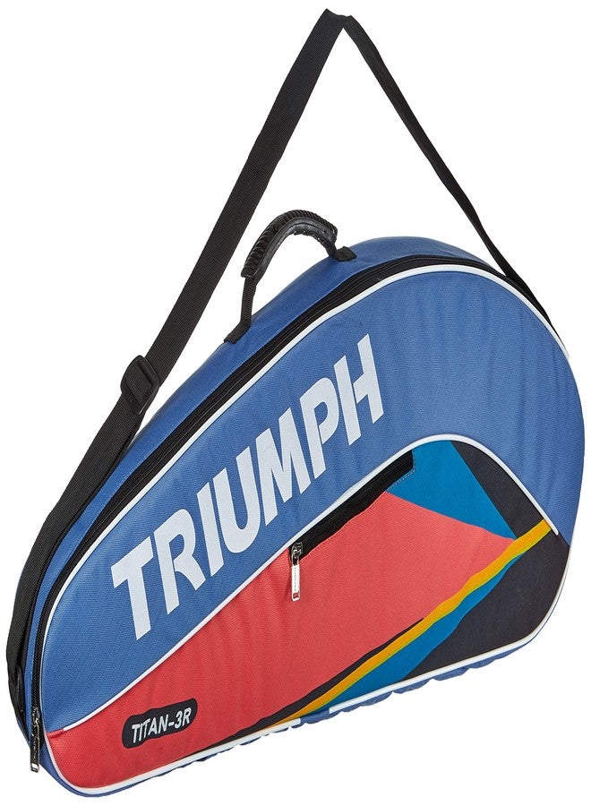 ترايامف مضرب تنس الريشة خفيف الوزن من مادة الجرافيت المركبة من تريومف سونيك مع حقيبة تنس الريشة ذات حجرة واحدة من نوع تيتان-3R، لون سماوي/وردي - Image 3