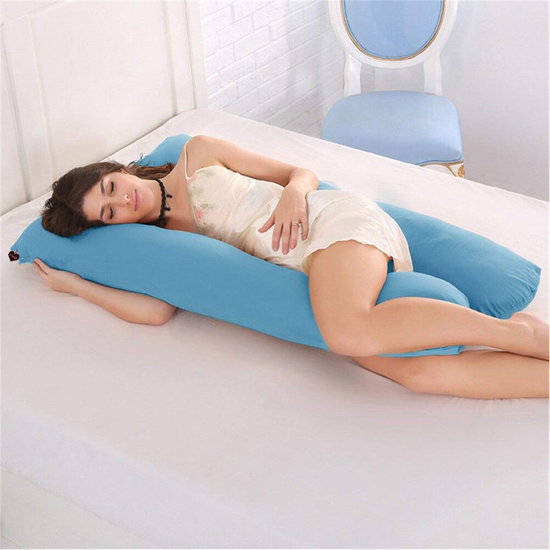 COOZLY Body Contour U Shape Prregnancy Pillows with 100% Cotton Zippered Covers | Pregnocare Microfibre| Pregnancy Pillow for Sleeping (Turquoise) - Image 2
