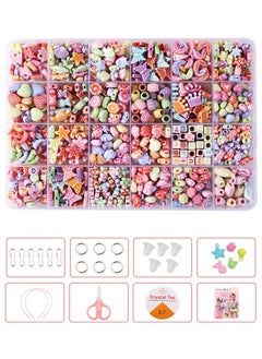 Depend Generic DIY Handmade Craft Beads With Box，24 Styles Starfish Shells Butterflies Smiley Flower Letter Handmade Polymer Clay Beads for Women Girls Jewelry Making DIY Bracelet Necklace Earring Hair hoop  - Image 1