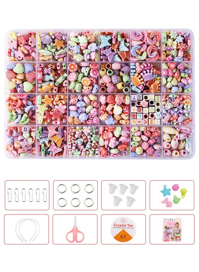 Depend Generic DIY Handmade Craft Beads With Box，24 Styles Starfish Shells Butterflies Smiley Flower Letter Handmade Polymer Clay Beads for Women Girls Jewelry Making DIY Bracelet Necklace Earring Hair hoop  - Image 1