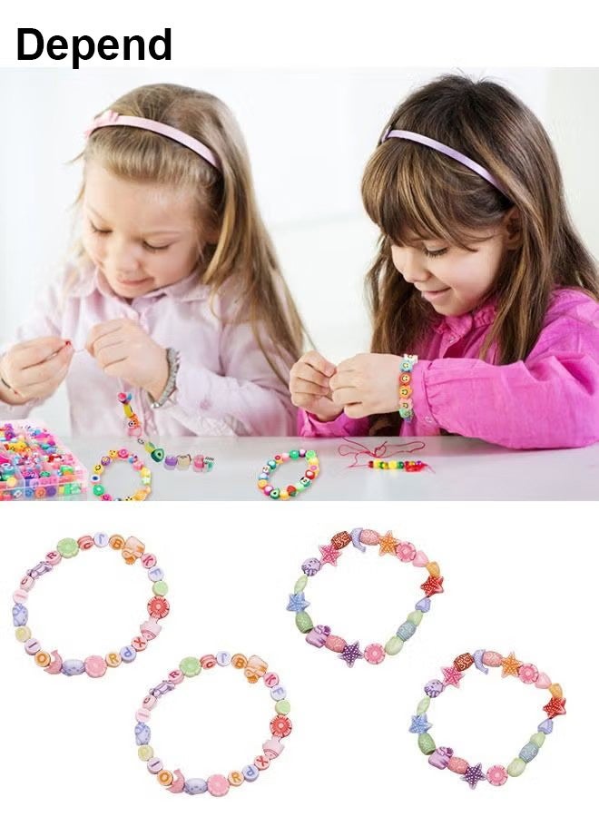 Depend DIY Handmade Craft Beads With Box，24 Styles Starfish Shells Butterflies Smiley Flower Letter Handmade Polymer Clay Beads for Women Girls Jewelry Making DIY Bracelet Necklace Earring Hair hoop - Image 4