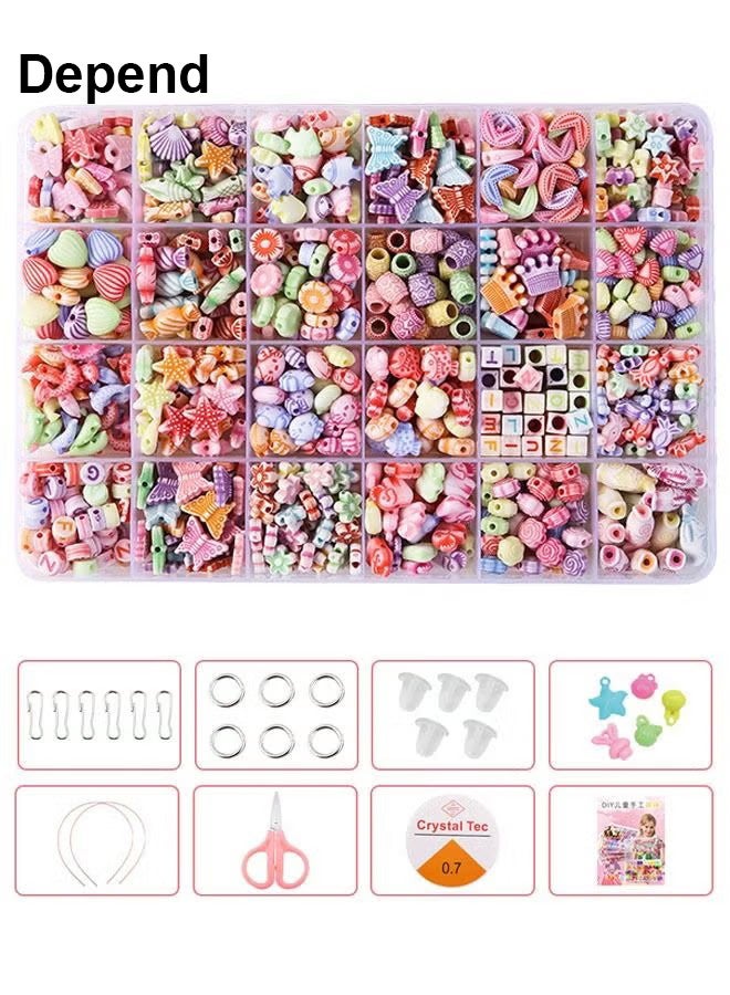Depend DIY Handmade Craft Beads With Box，24 Styles Starfish Shells Butterflies Smiley Flower Letter Handmade Polymer Clay Beads for Women Girls Jewelry Making DIY Bracelet Necklace Earring Hair hoop - Image 1