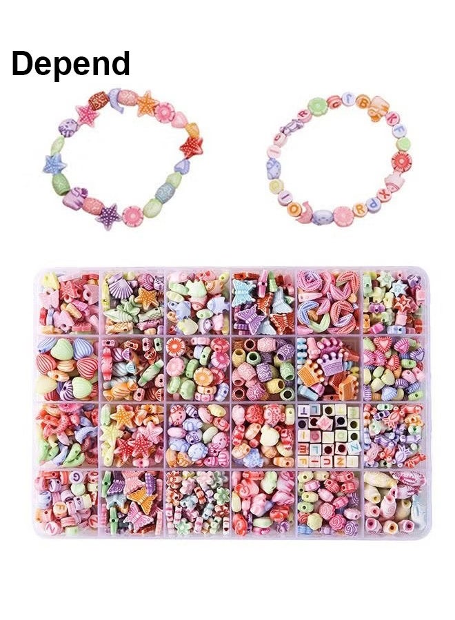 Depend DIY Handmade Craft Beads With Box，24 Styles Starfish Shells Butterflies Smiley Flower Letter Handmade Polymer Clay Beads for Women Girls Jewelry Making DIY Bracelet Necklace Earring Hair hoop - Image 2