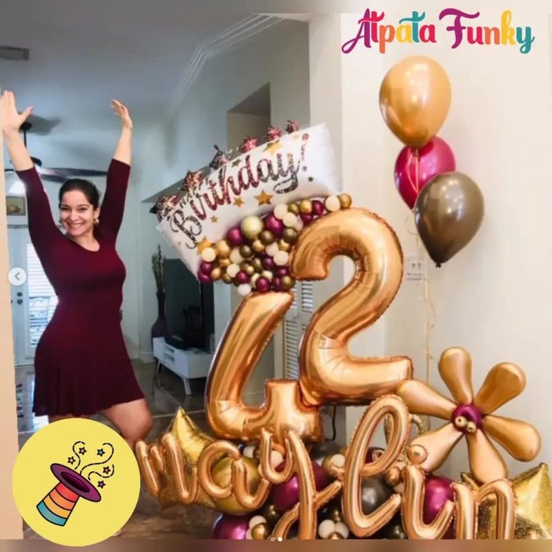Atpata Funky Happy Birthday White & Gold Foil Balloon for unisex Birthday Party Decorations Supplies - Image 4