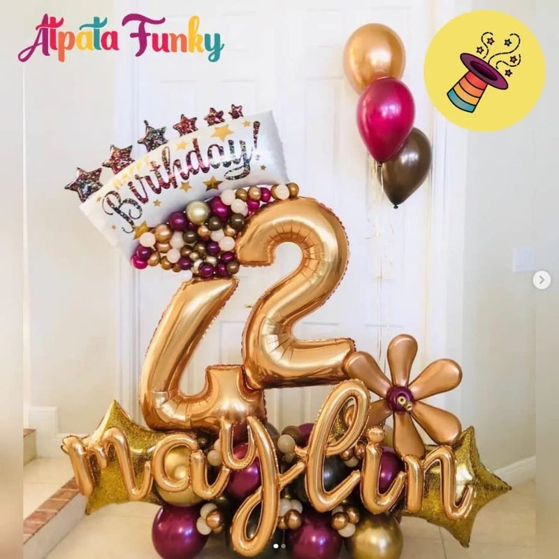 Atpata Funky Happy Birthday White & Gold Foil Balloon for unisex Birthday Party Decorations Supplies - Image 5