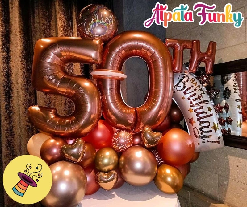 Atpata Funky Happy Birthday White & Gold Foil Balloon for unisex Birthday Party Decorations Supplies - Image 2