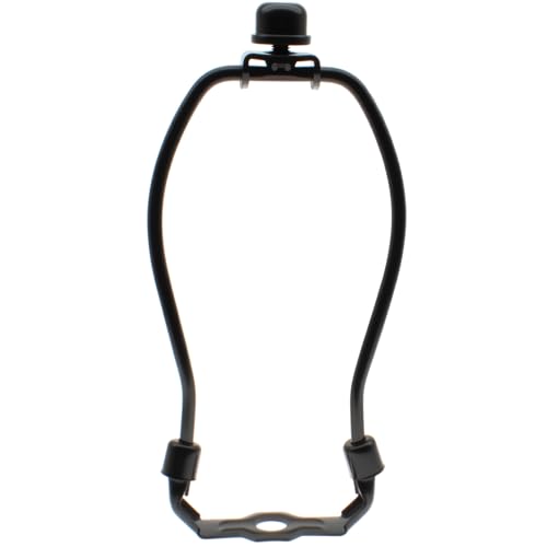 FDXGYH 6 inch Lamp Shade Harp Holder Kit Heavy Duty Horn Frame Lampshade Bracket with Solid lamp finial Cap for Table and Floor Lamps [FDXGYH，Black] - Image 1