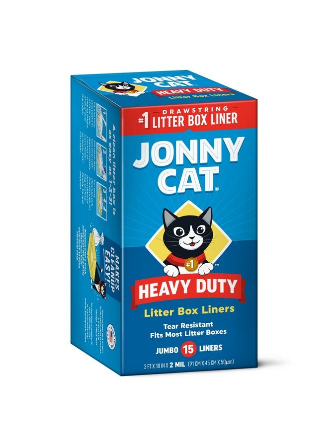 Jonny Cat Litter Box Liners: Heavy Duty - Tear & Leak Resistant - Drawstring Close - Jumbo, 15 Count - Image 1