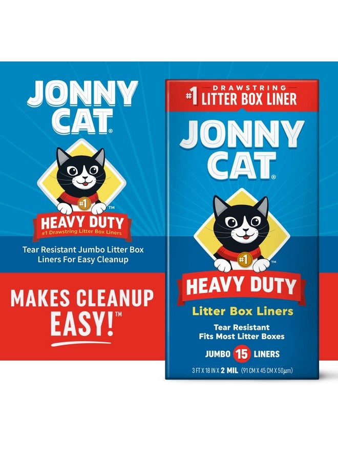 Jonny Cat Litter Box Liners: Heavy Duty - Tear & Leak Resistant - Drawstring Close - Jumbo, 15 Count - Image 2