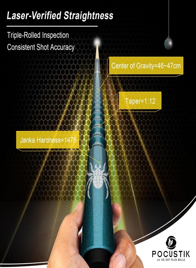 POCUSTIK Store POCUSTIK 58" 2-Piece Pool Cue, Ergonomic Grip, Maple 13mm Tip - Teal 20oz - Image 3