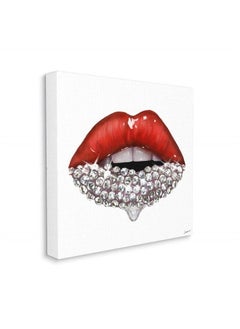 Stupell Industries Red Glam Lips with Glistening Cosmetic Stones Wall Art, 17 x 17, White  - Image 1