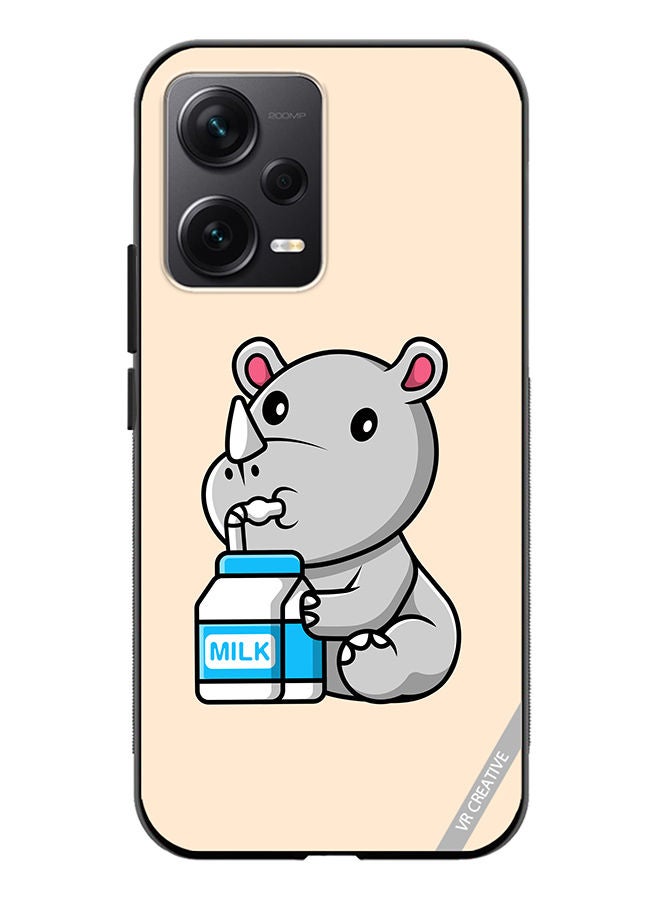 VR CREATIVE Protective Case Cover For Xiaomi Redmi Note 12 Discovery Cute Rhino Design Multicolour - Image 1
