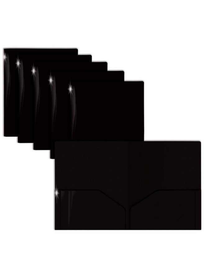 Gold Seal Extra Heavyweight Black Plastic 2 Pocket Portfolio Folders 12 Pack Premium Letter Size Folders High Sheen Reflective Finish 12 Pack Poly Folders Black - Image 1