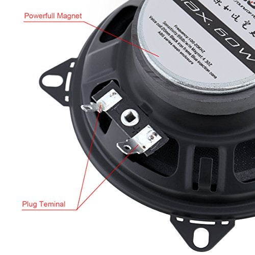 ePathChina 2pcs 4 Inch 60W 2 Way Car Coaxial Vehicle Door Auto Audio Music Stereo Full Range Frequency HiFi Speakers - Image 4