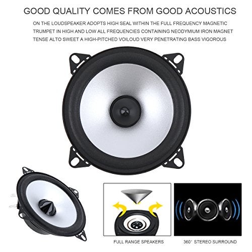 ePathChina 2pcs 4 Inch 60W 2 Way Car Coaxial Vehicle Door Auto Audio Music Stereo Full Range Frequency HiFi Speakers - Image 2
