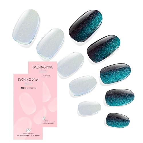 Dashing Diva Glaze Nail Strip Duo Mermaid Tail Collection Stone Cold California Breeze Long Lasting Chip Resistant SemiCured Gel Nail Strips Contains 2 Colors - Image 1