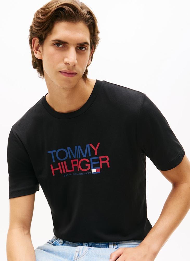 TOMMY HILFIGER Logo Graphic Crew Neck T-Shirt - Image 3