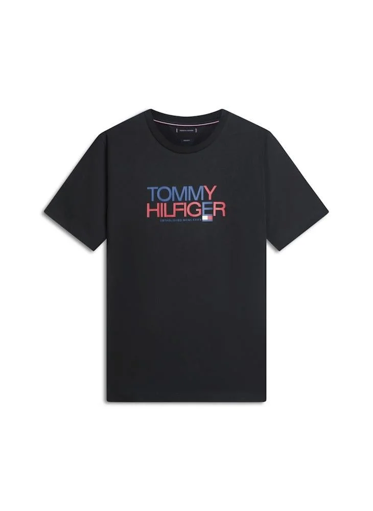 Tommy Hilfiger Black Logo Graphic Crew Neck T-Shirt for Men | Best Price UAE