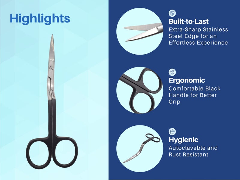ARTMAN INSTRUMENTS Bent Handle Curved Embroidery Scissors - 6 Inch Curved Applique Scissors for Machine Embroidery, Fabric Stitches, and Crafting - Premium Stainless Steel with Precision Blades - Image 4