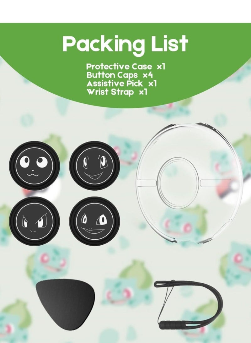 Captaintech Protective Case for Pokémon GO Plus + 2023, Transparent Hard PC Shockproof Crystal Cover Case for Poke Ball Go Plus with Button Caps and Wrist Strap, and Assistive Pick - 1 Pack - Image 2