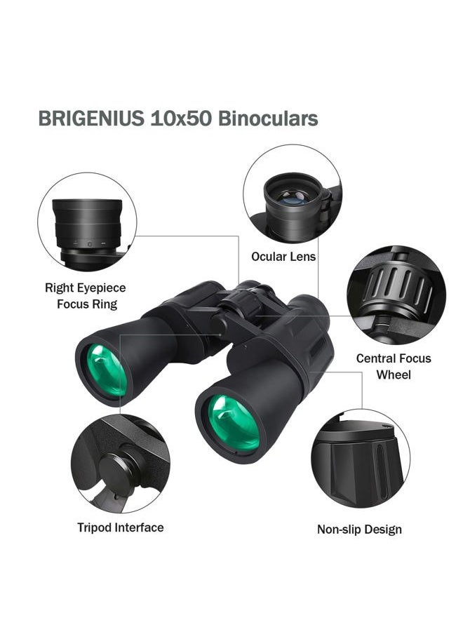 BriGenius 10 x 50 Binoculars for Adults, Powerful Binoculars for Bird Watching, Multi-Coated Optics Durable Full-Size Clear Binocular for Travel Sightseeing Outdoor Sports Games and Concerts  - Image 5